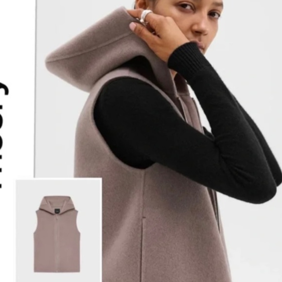 Theory Hooded Zip Vest, Wool with Cashmere, Size Small - NWT - Picture 2 of 16